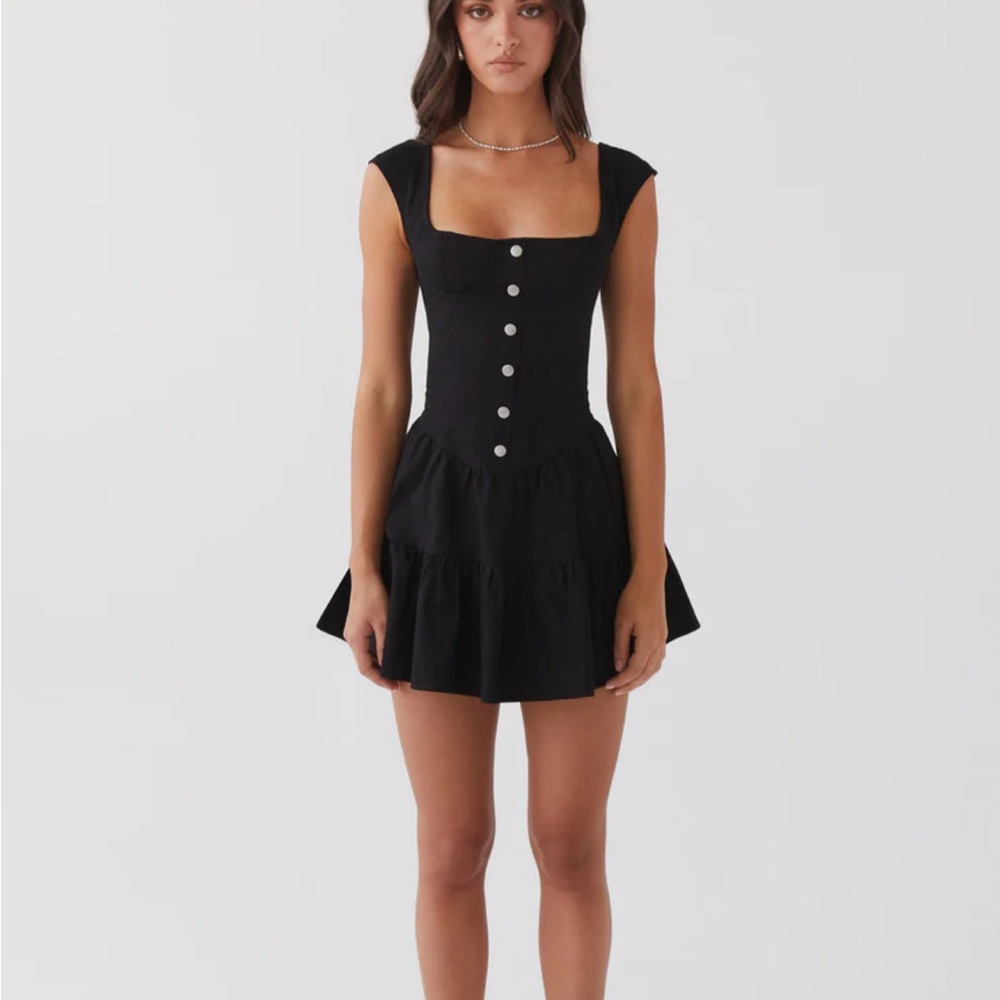 Peppermayo Black Isabella Denim Bustier Dress